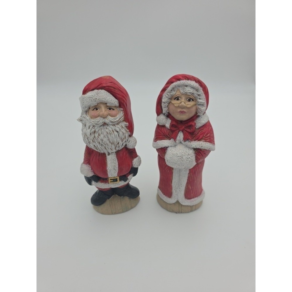 2-pc 1994 Nowell's Inc Ceramic Santa Claus & Wife Mrs. Claus Christmas Figurines